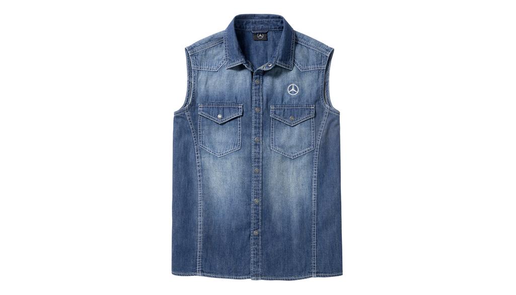 Heren denim overhemd, blauw, B67871187