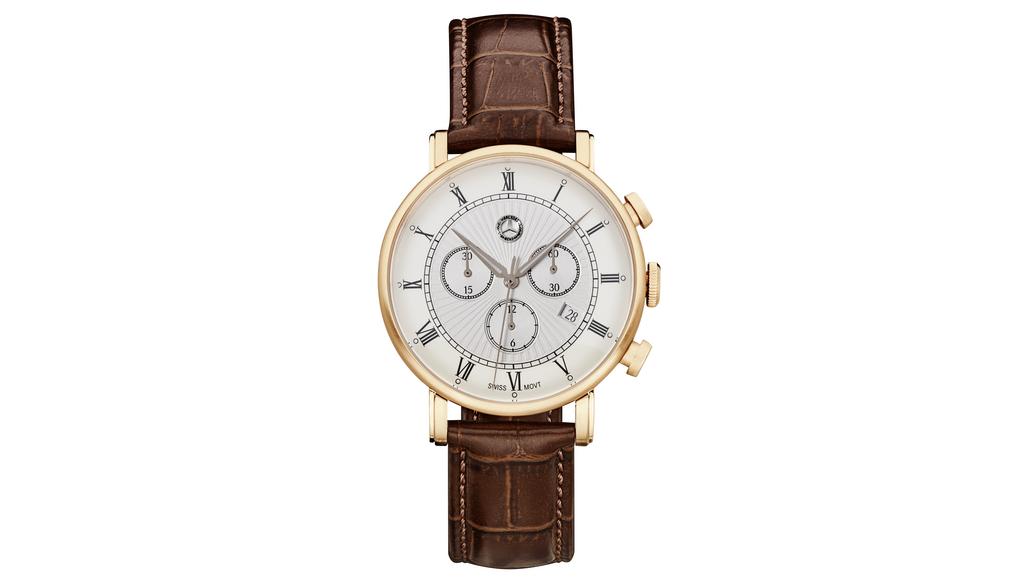 Chronograaf heren, Classic Retro Gold, bruin/ roségoudkleurig, B66041617