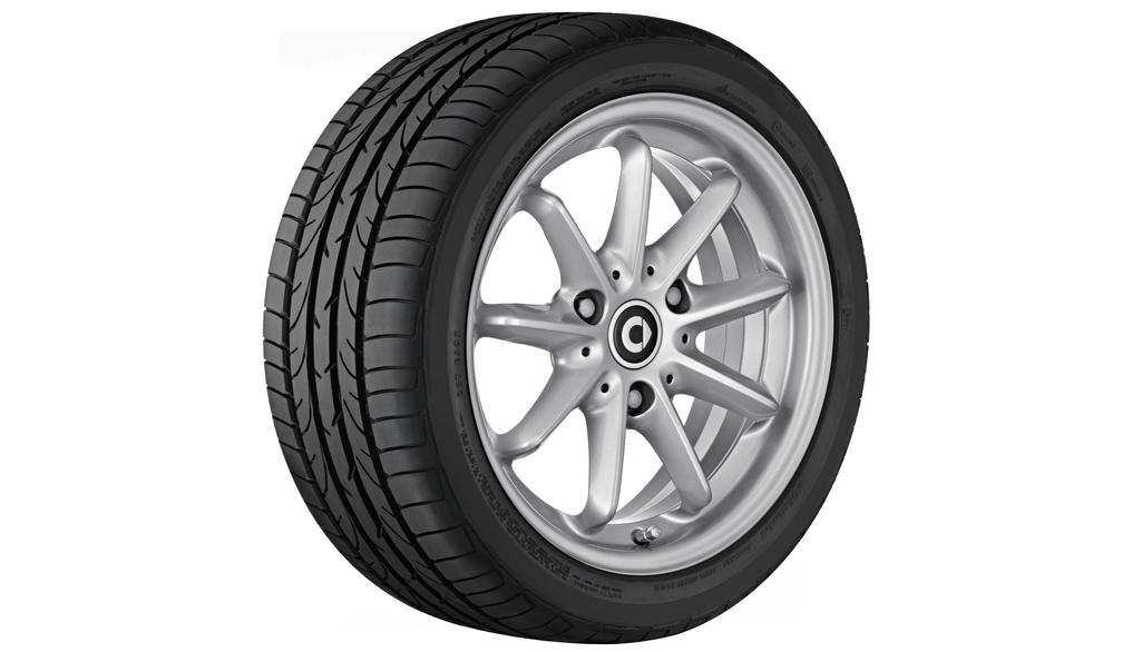 9-spaaks lichtmetalen velg, Design 2, 38,1 cm (15 inch), smart, 175/55 R15/, titaanzilver, A4514011502CA4L