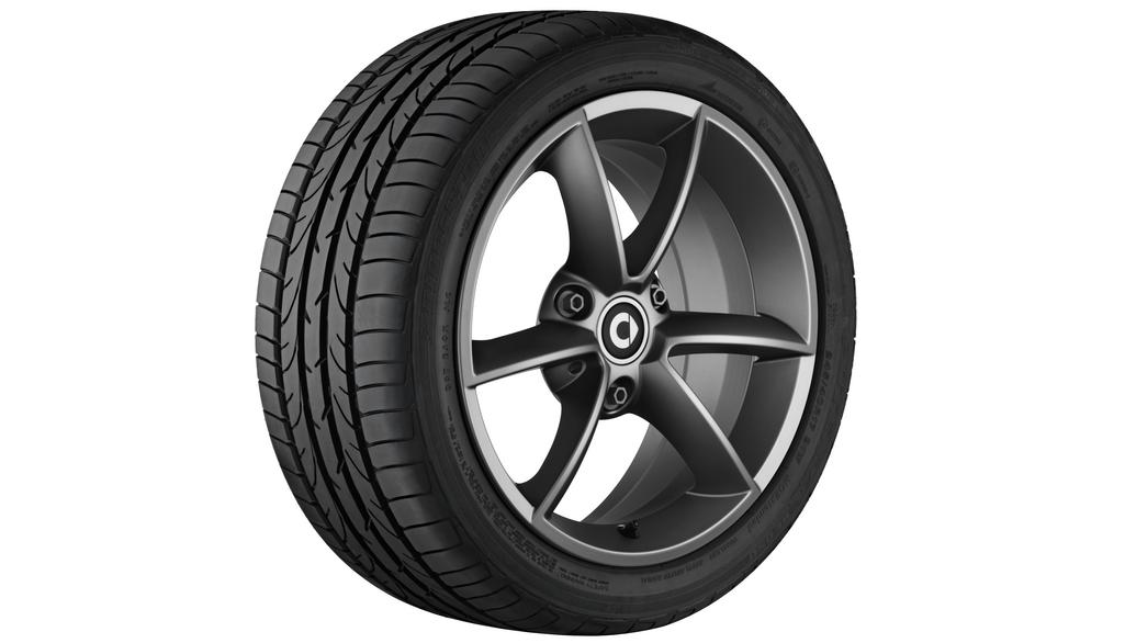 6-spaaks lichtmetalen velg, 38,1 cm (15 inch), smart, 175/55 R15/, mat zilver, A45140131027X33