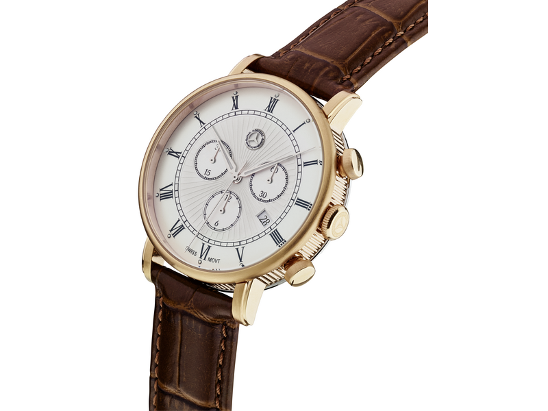 Chronograaf heren, Classic Retro Gold, bruin/ roségoudkleurig, B66041617