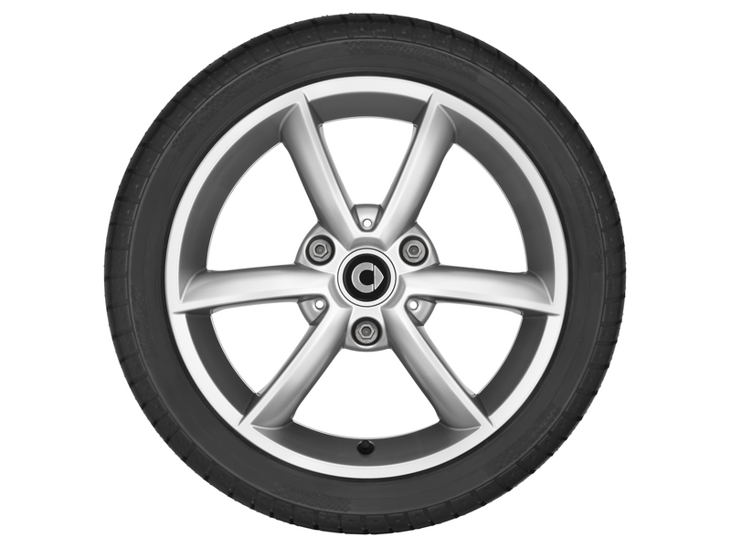 Driespaaks lichtmetalen velg, Design 8, 38,1 cm (15 inch), smart, 175/55 R15/, titaanzilver, A4514013102CA4L