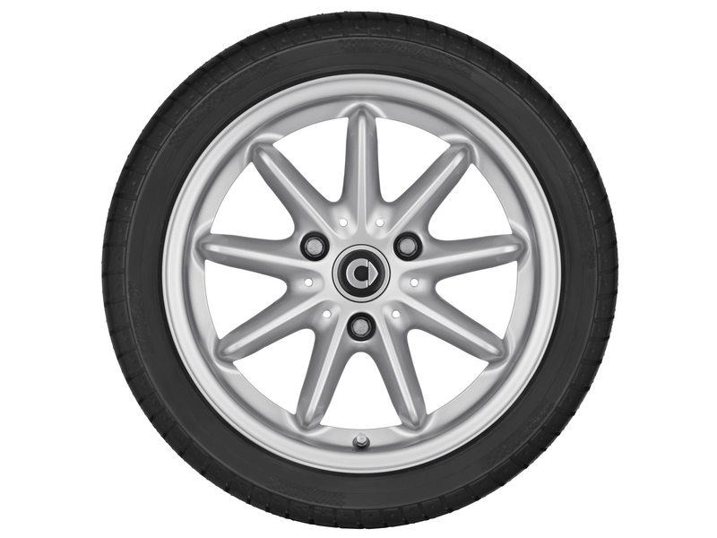 9-spaaks lichtmetalen velg, Design 2, 38,1 cm (15 inch), smart, 155/60 R15/, titaanzilver, A4514011402CA4L